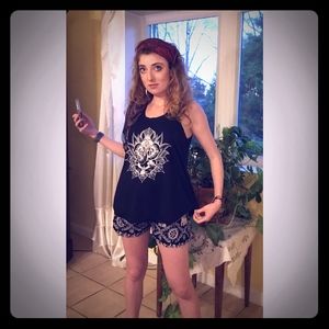 Ganesh Lotus Flowy Boho Yoga Tank Top 100% Cotton